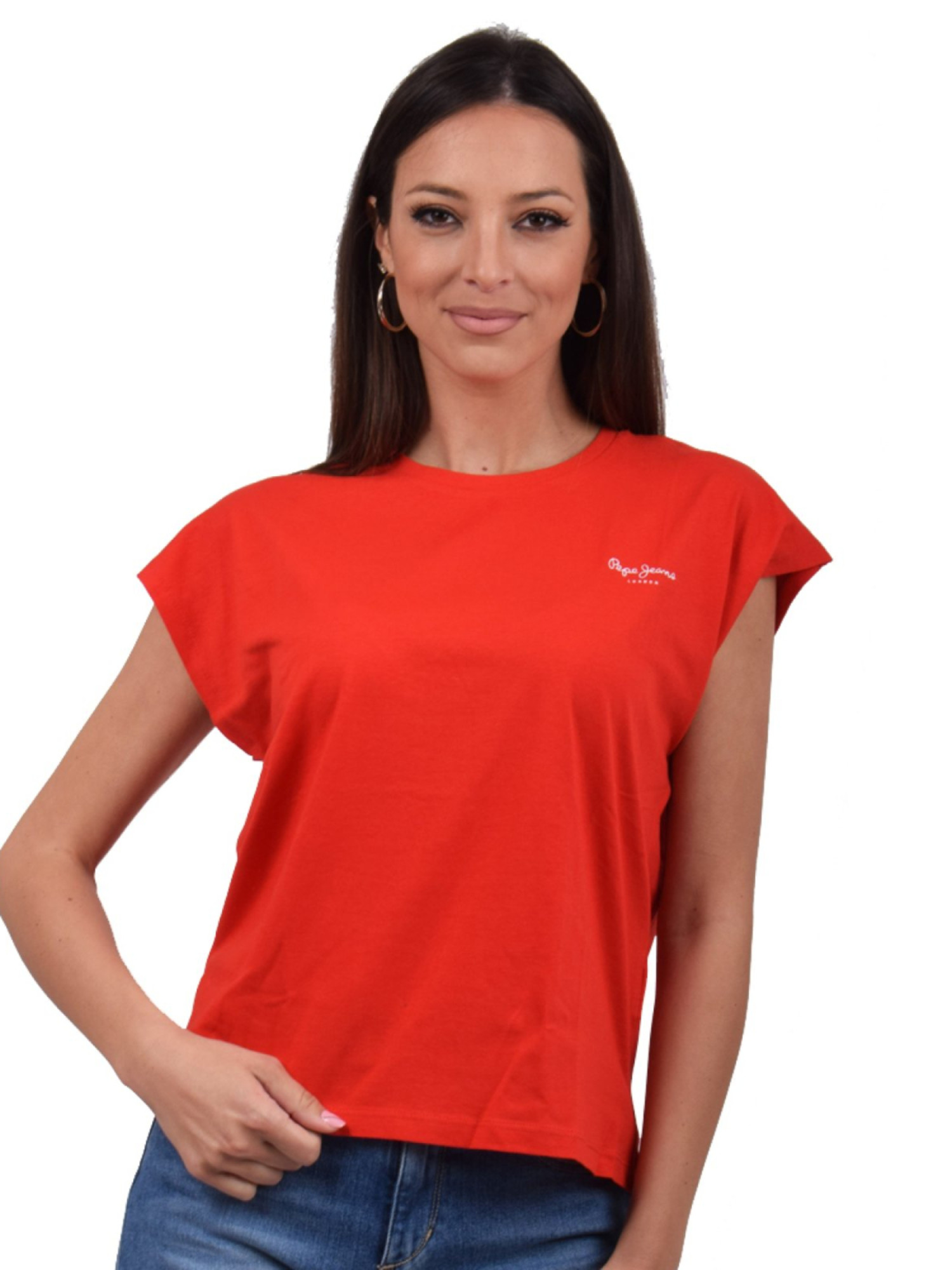 detail Pepe Jeans dámske červené tričko