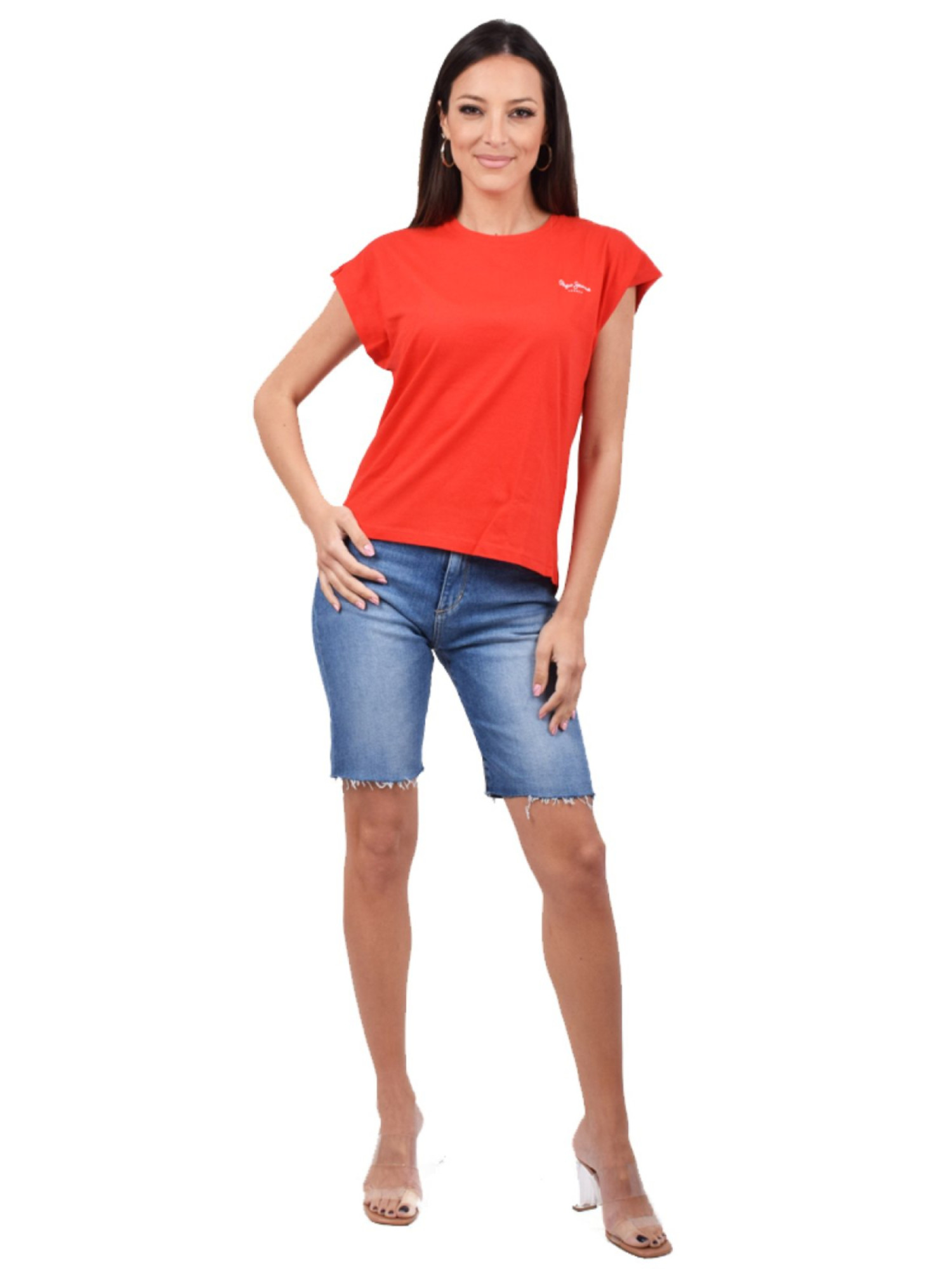 detail Pepe Jeans dámske červené tričko