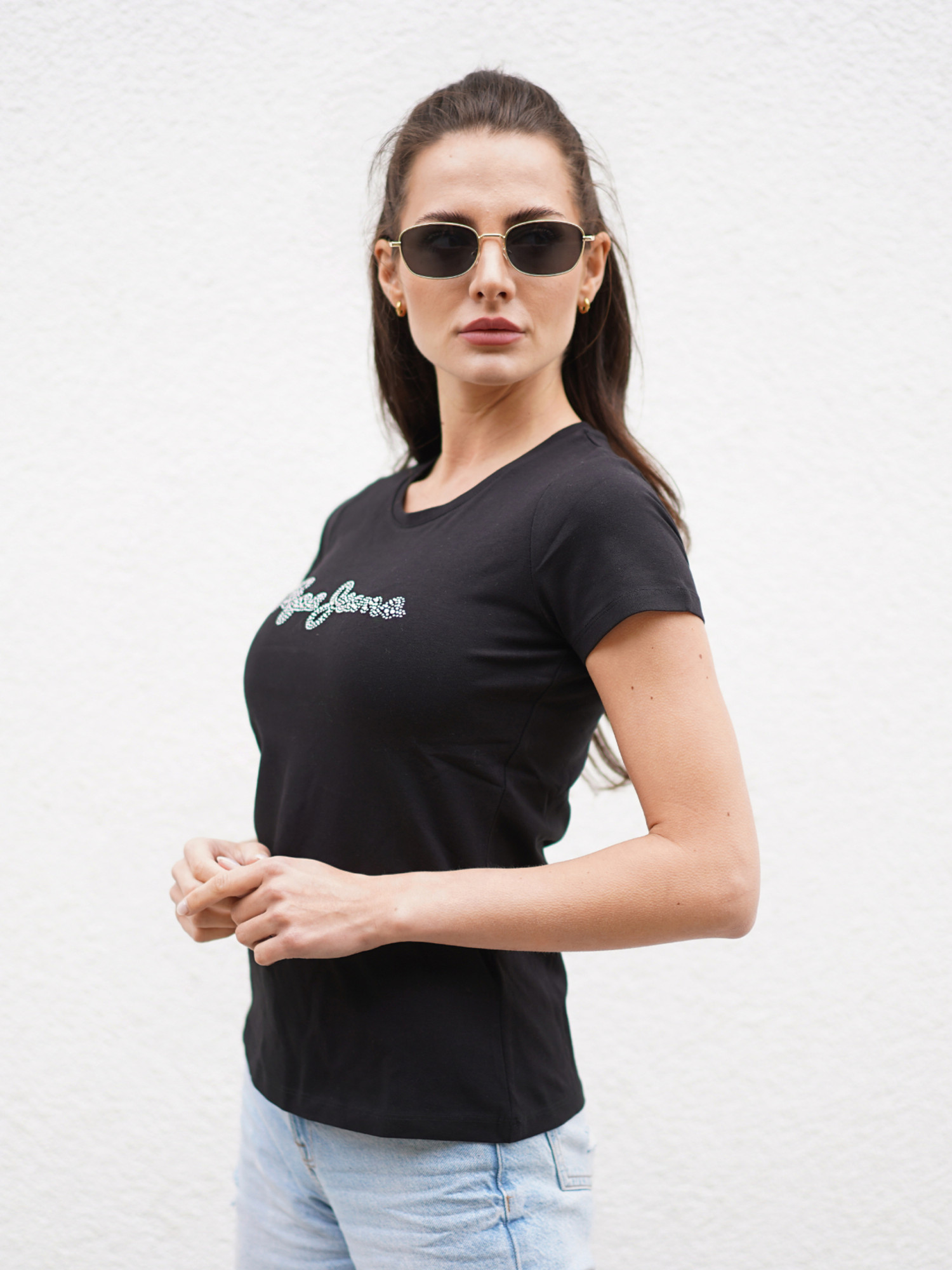 detail Pepe Jeans dámske čierne tričko