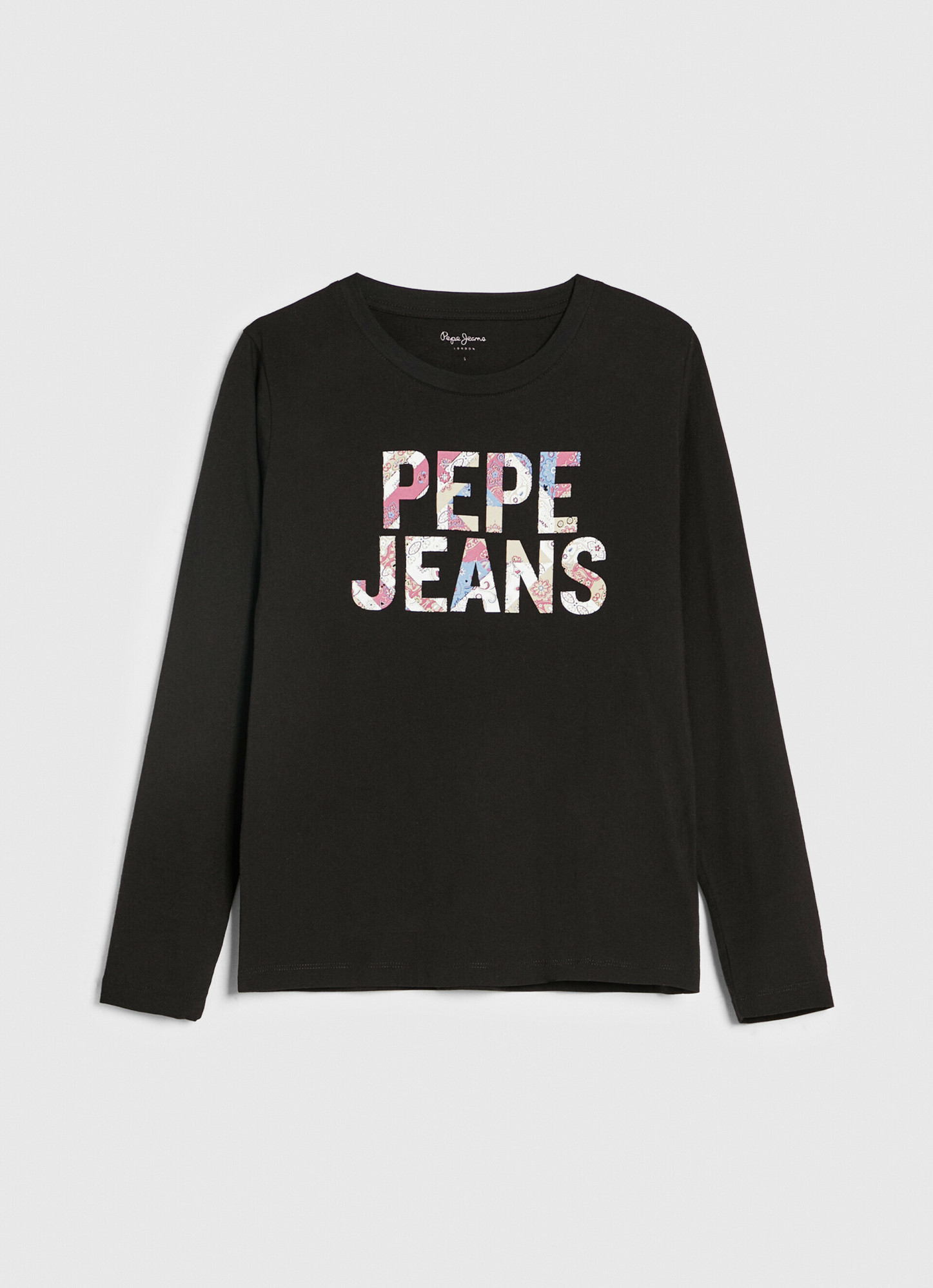 detail Pepe Jeans dámske čierne tričko s potlačou LUNA