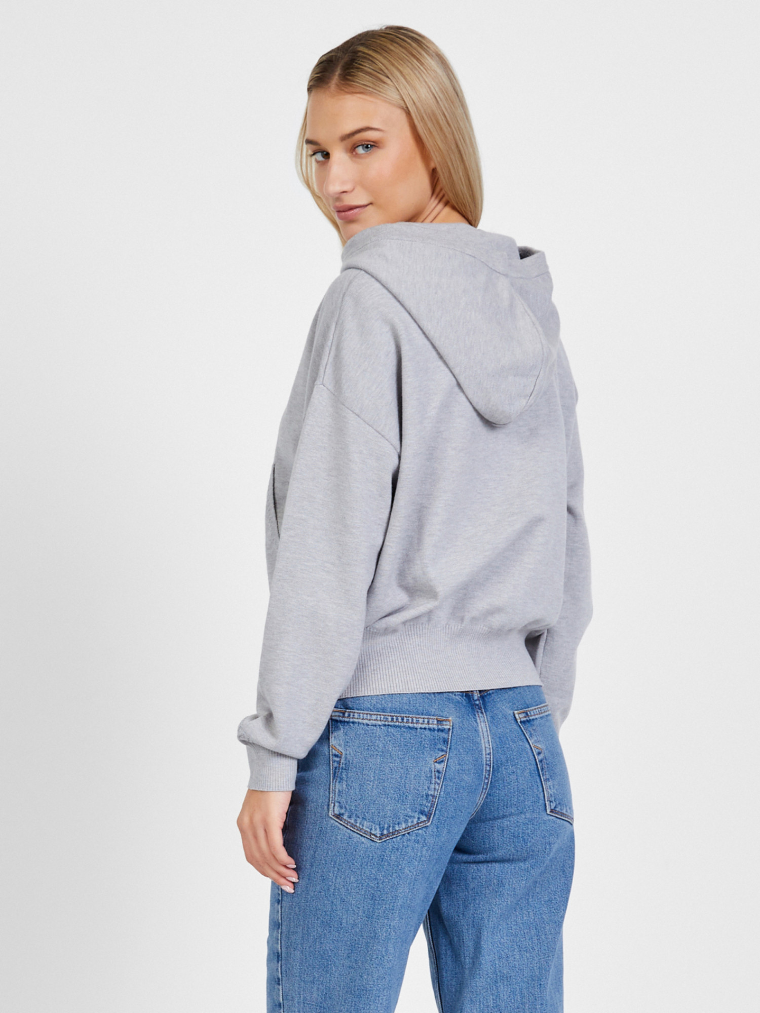 detail Pepe Jeans dámska šedá úpletová mikina s kapucňou