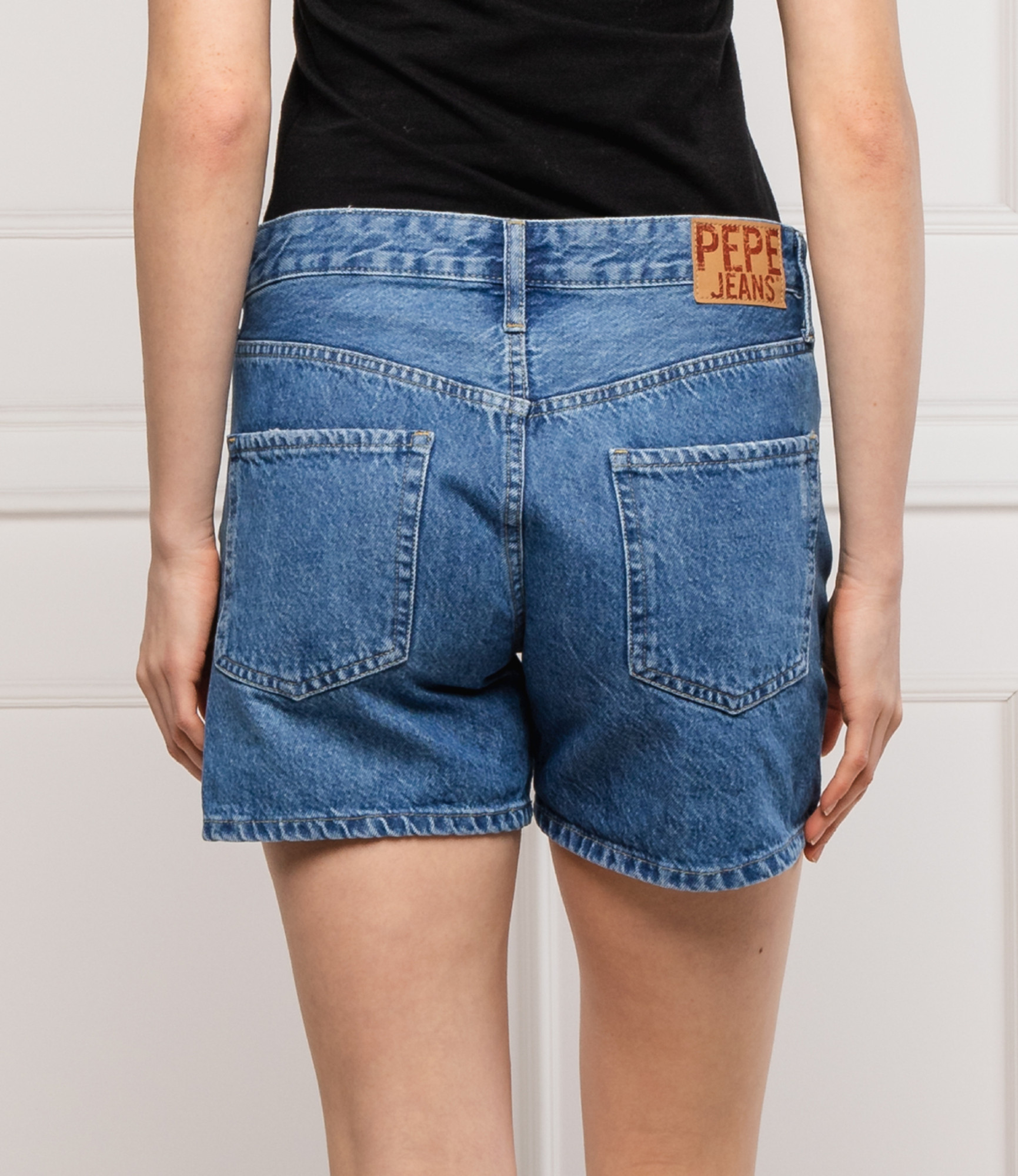 detail Pepe Jeans dámske modré džínsové šortky Mable