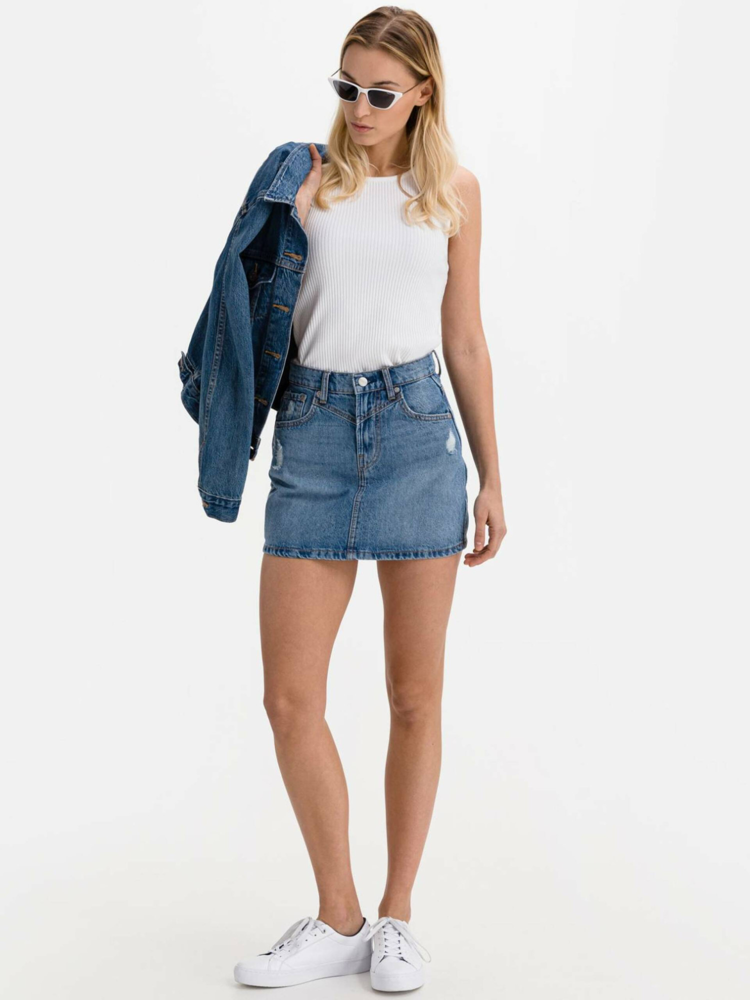 detail Pepe Jeans dámska modrá džínsová sukňa Rachel