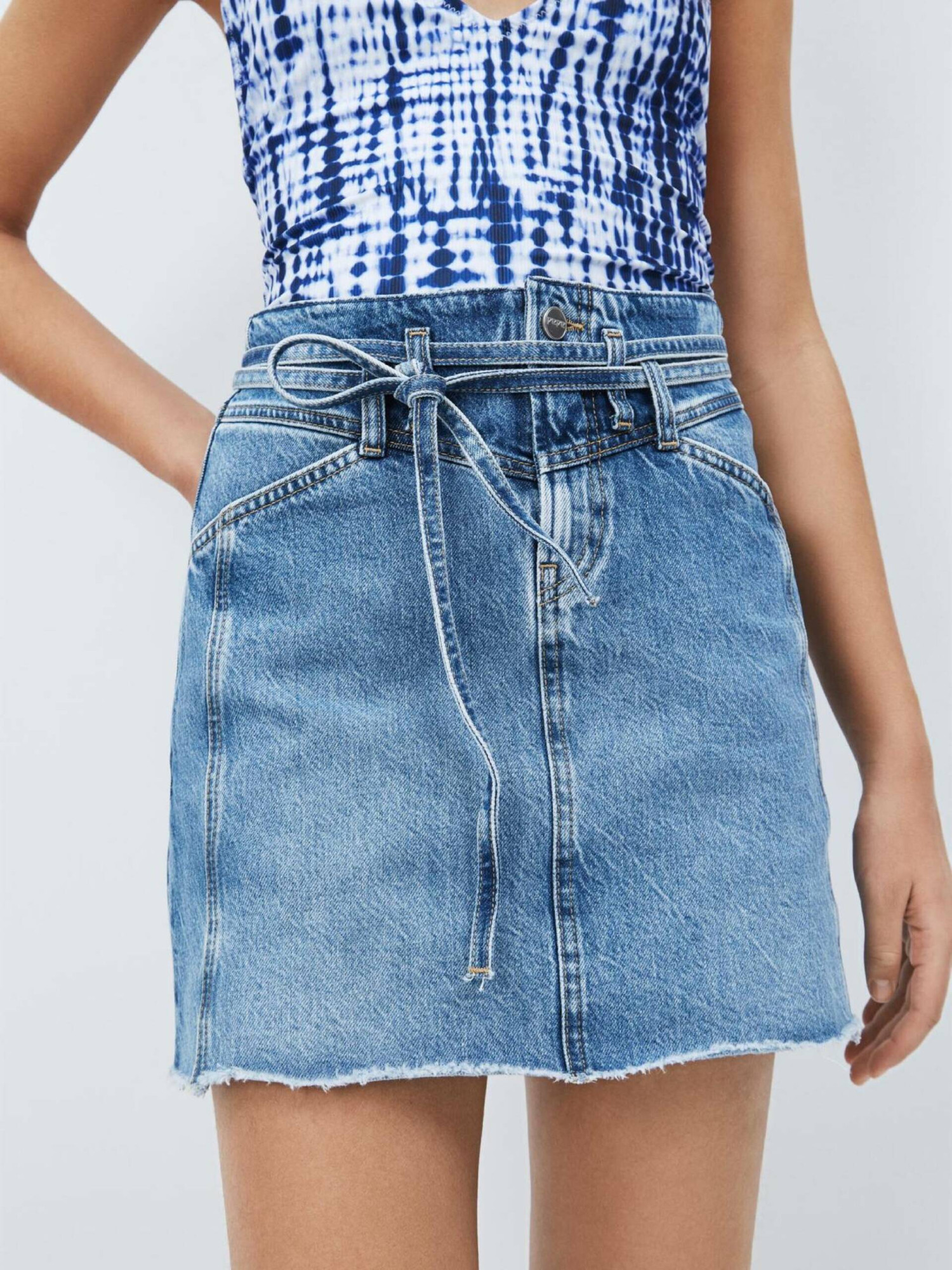 detail Pepe Jeans dámska modrá džínsová sukňa Raisa
