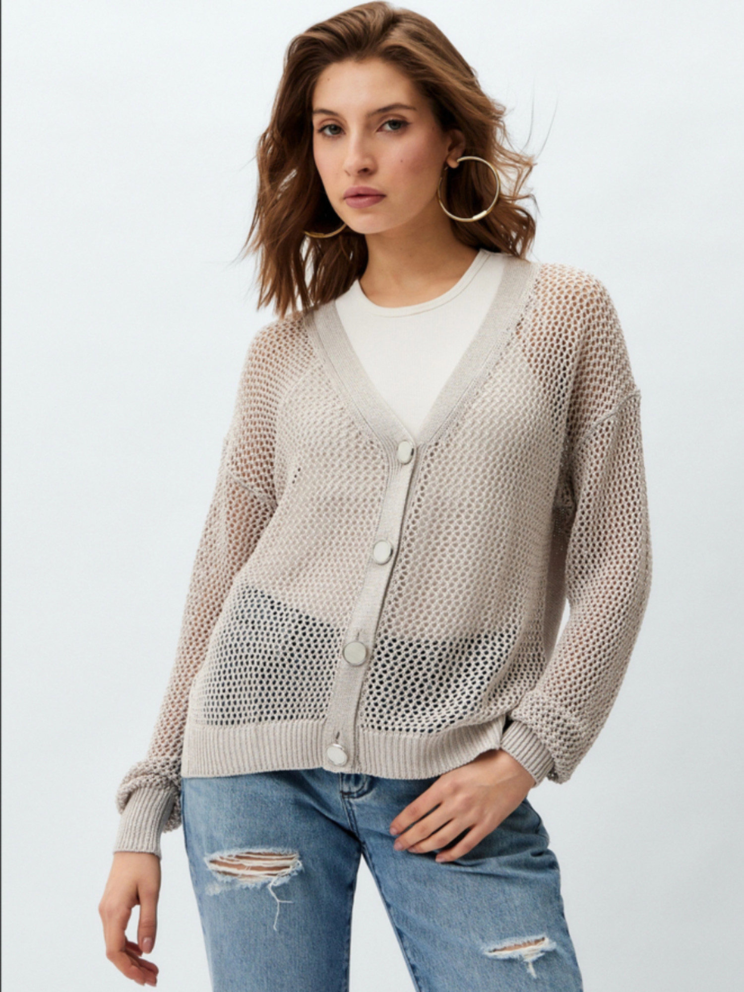 detail Guess dámsky šedý sveter