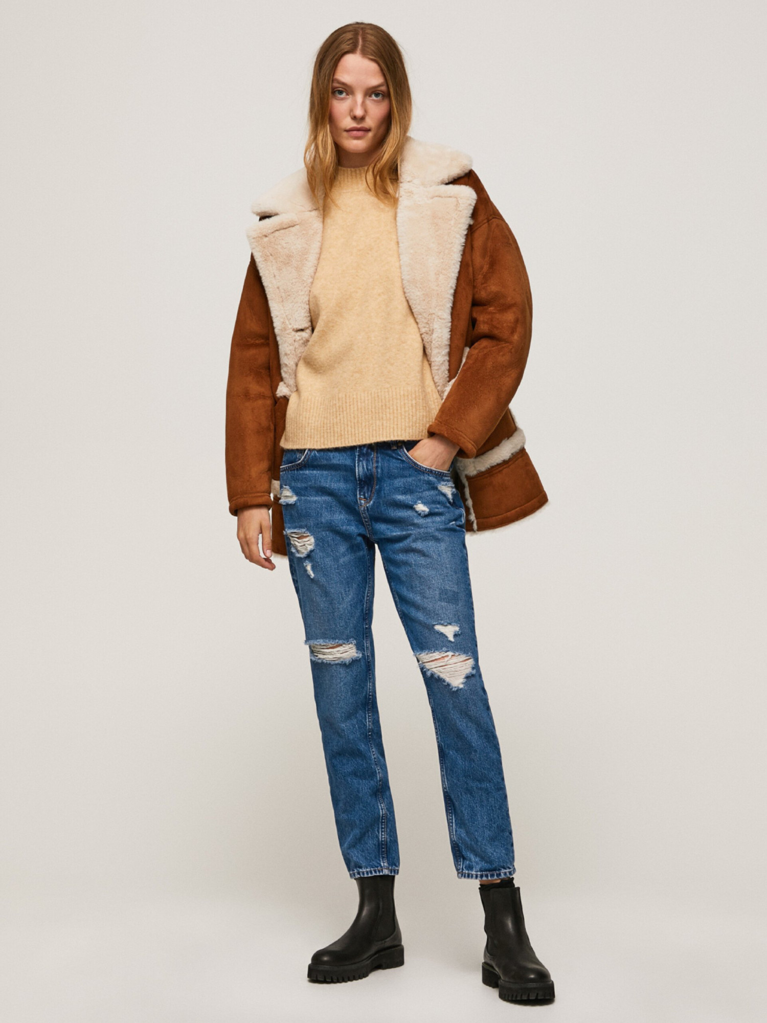 detail Pepe Jeans dámske modré džínsy Violet