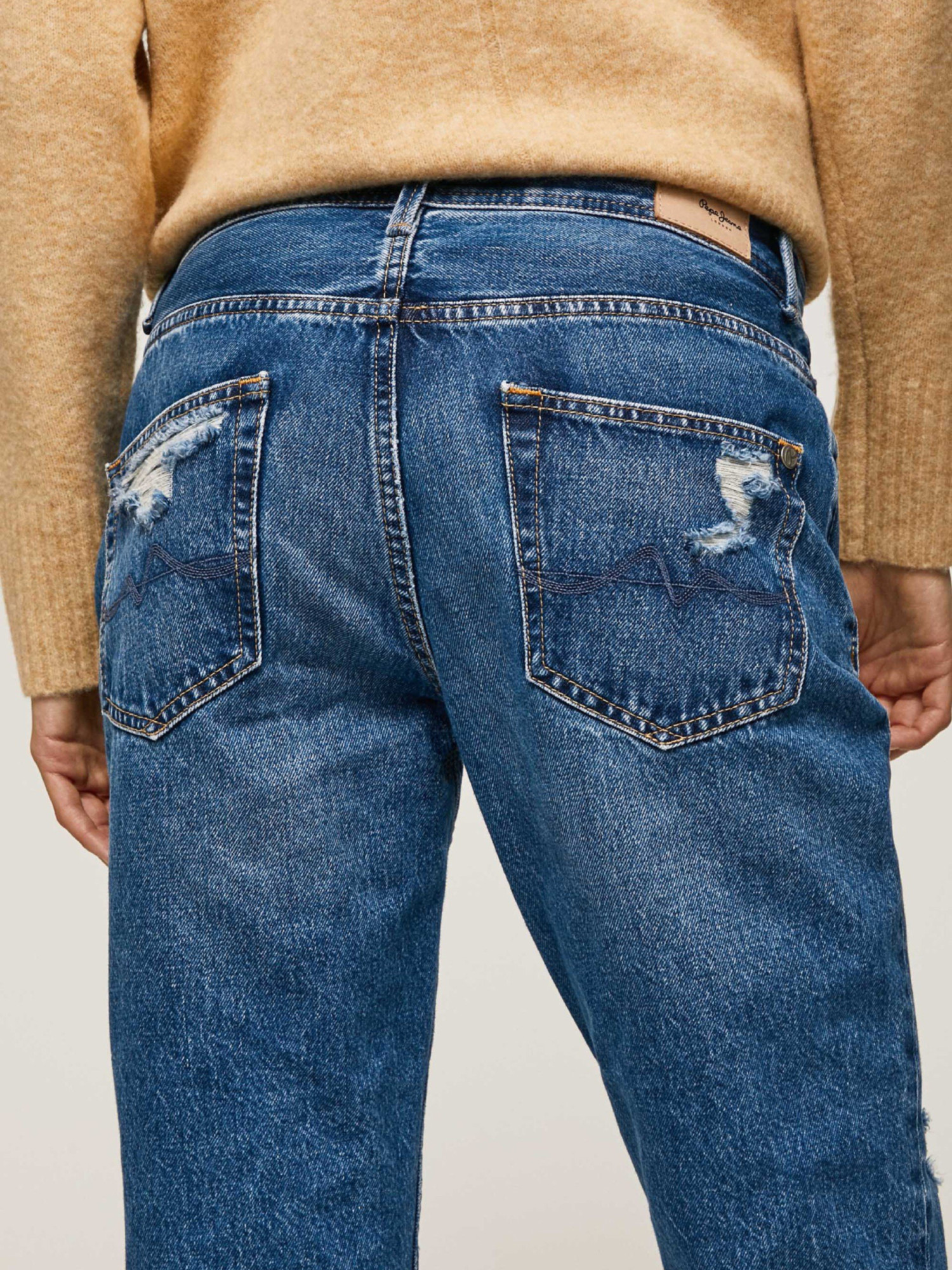 detail Pepe Jeans dámske modré džínsy Violet