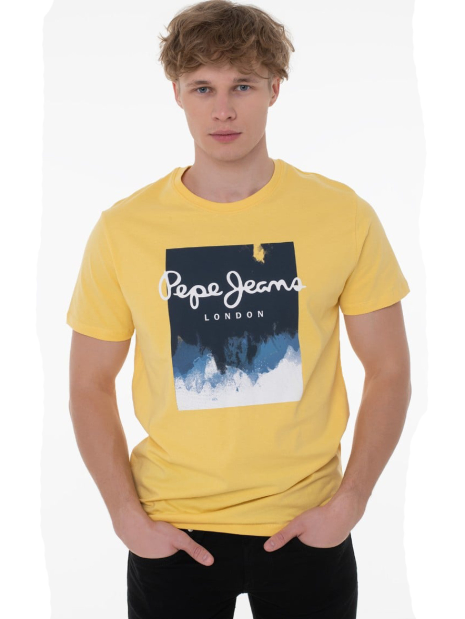 detail Pepe Jeans pánske žlté tričko