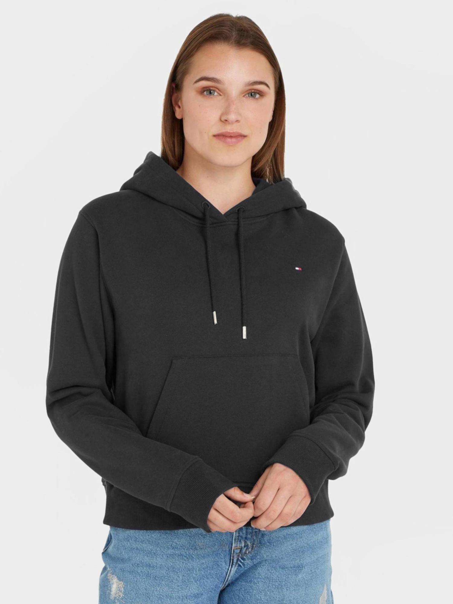 detail Tommy Hilfiger dámska čierna mikina s kapucňou