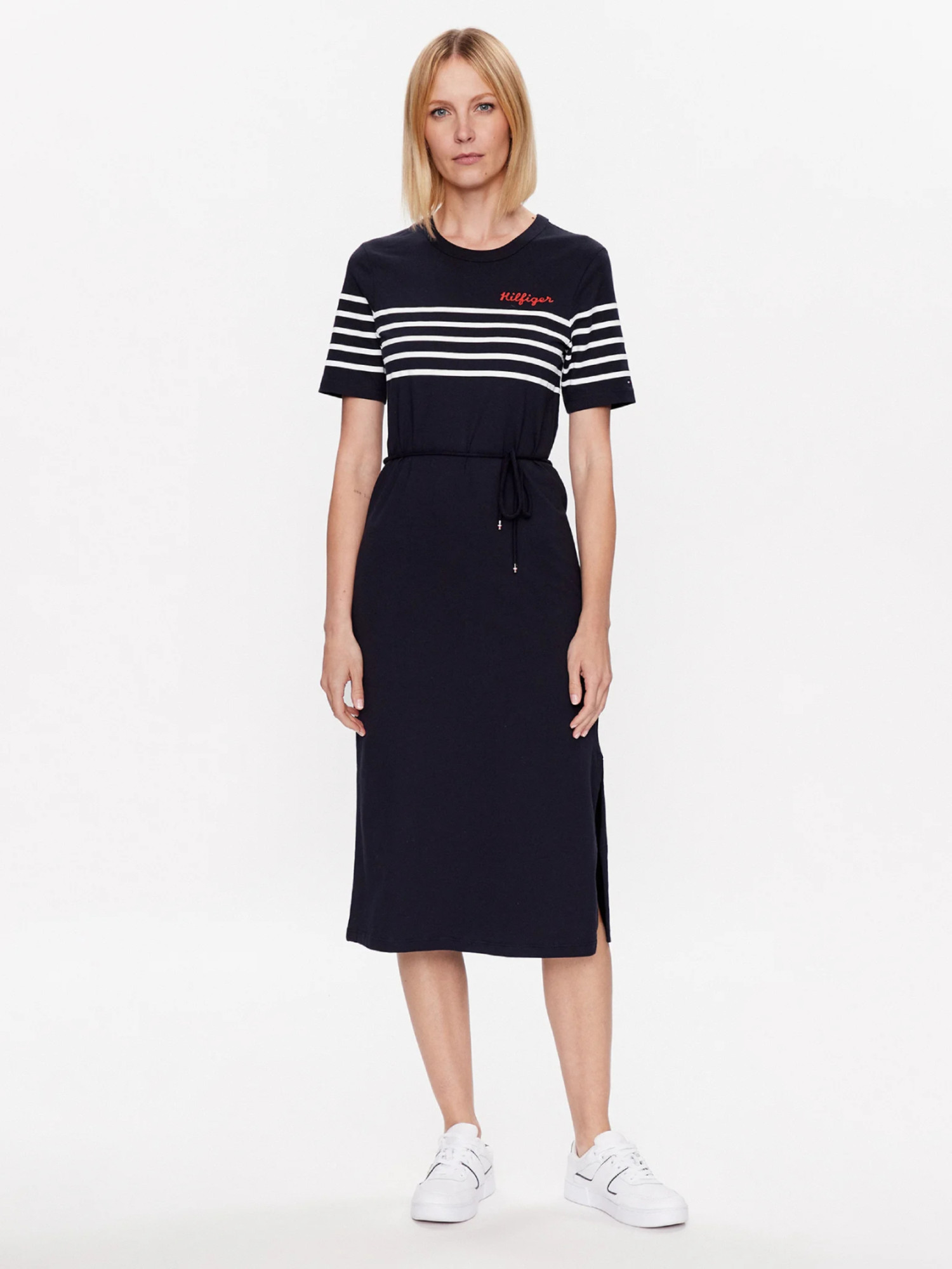 detail Tommy Hilfiger dámske tmavomodré šaty