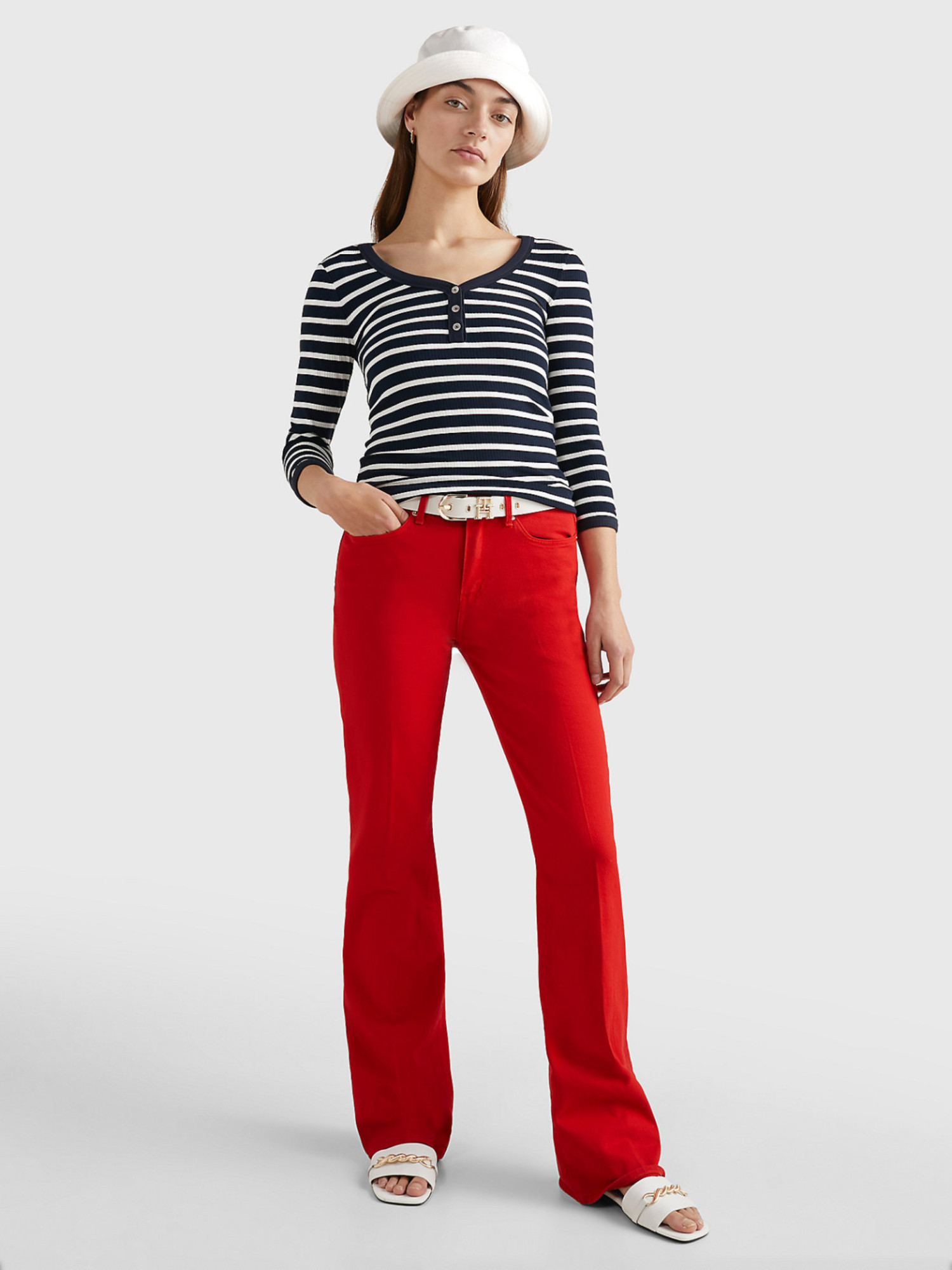 detail Tommy Hilfiger dámske pruhované tričko