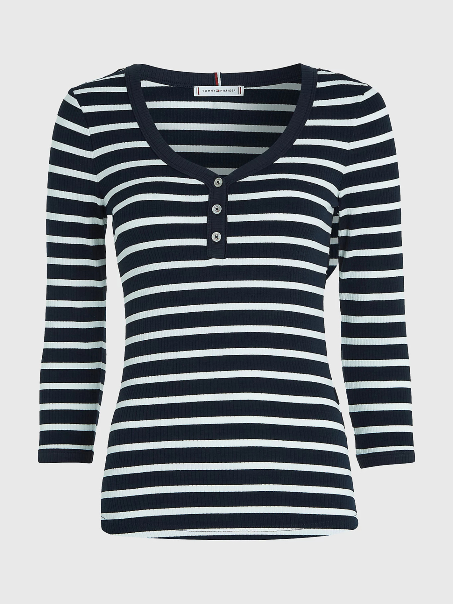 detail Tommy Hilfiger dámske pruhované tričko