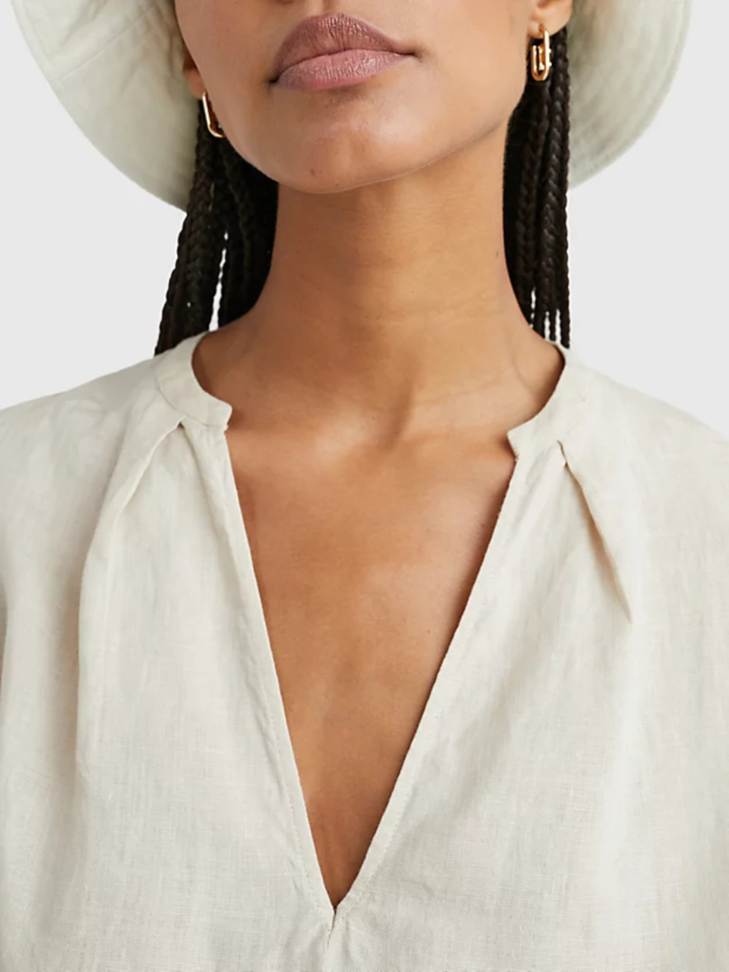 detail Tommy Hilfiger dámske béžové ľanové šaty