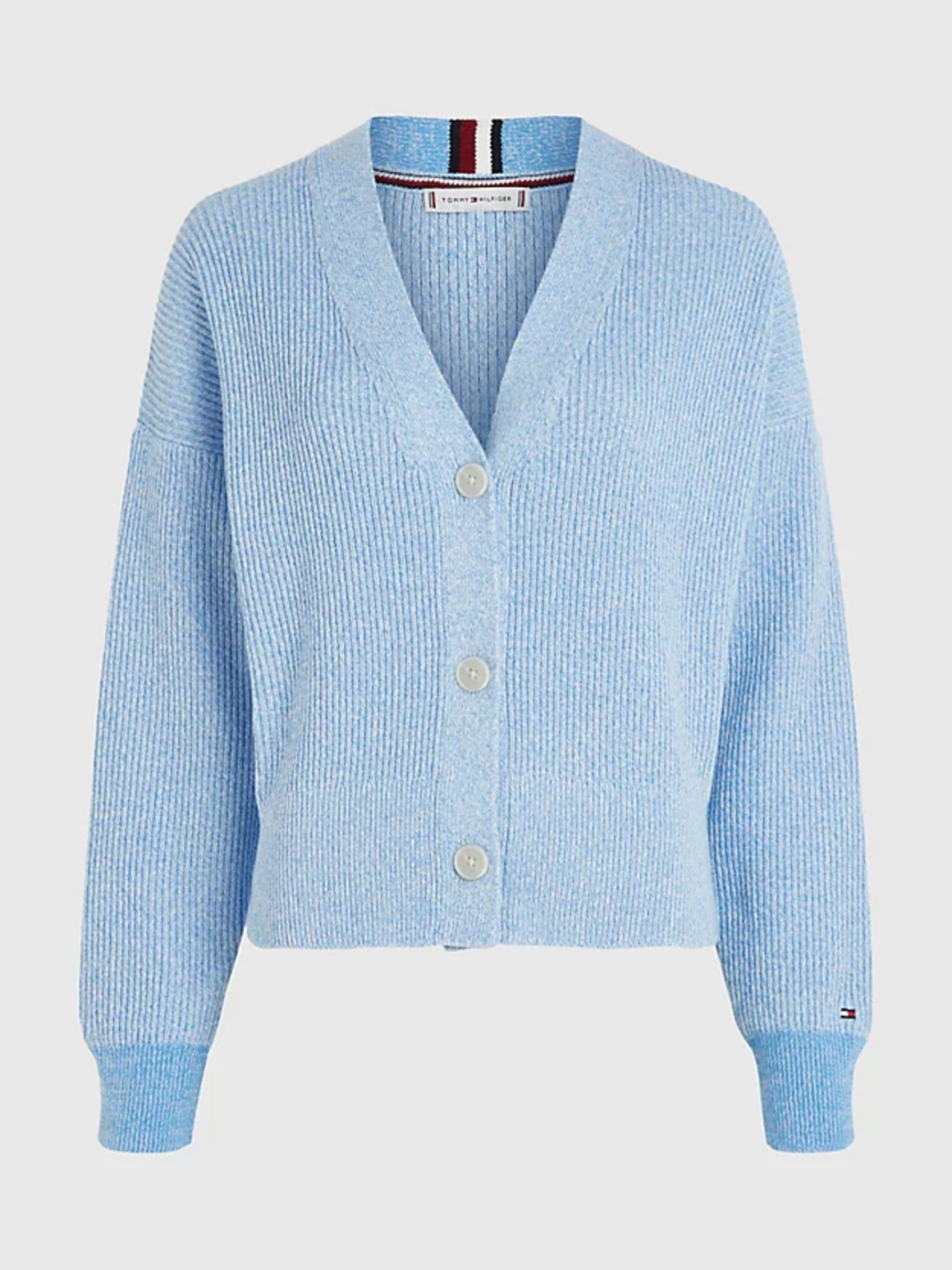 detail Tommy Hilfiger dámsky modrý sveter
