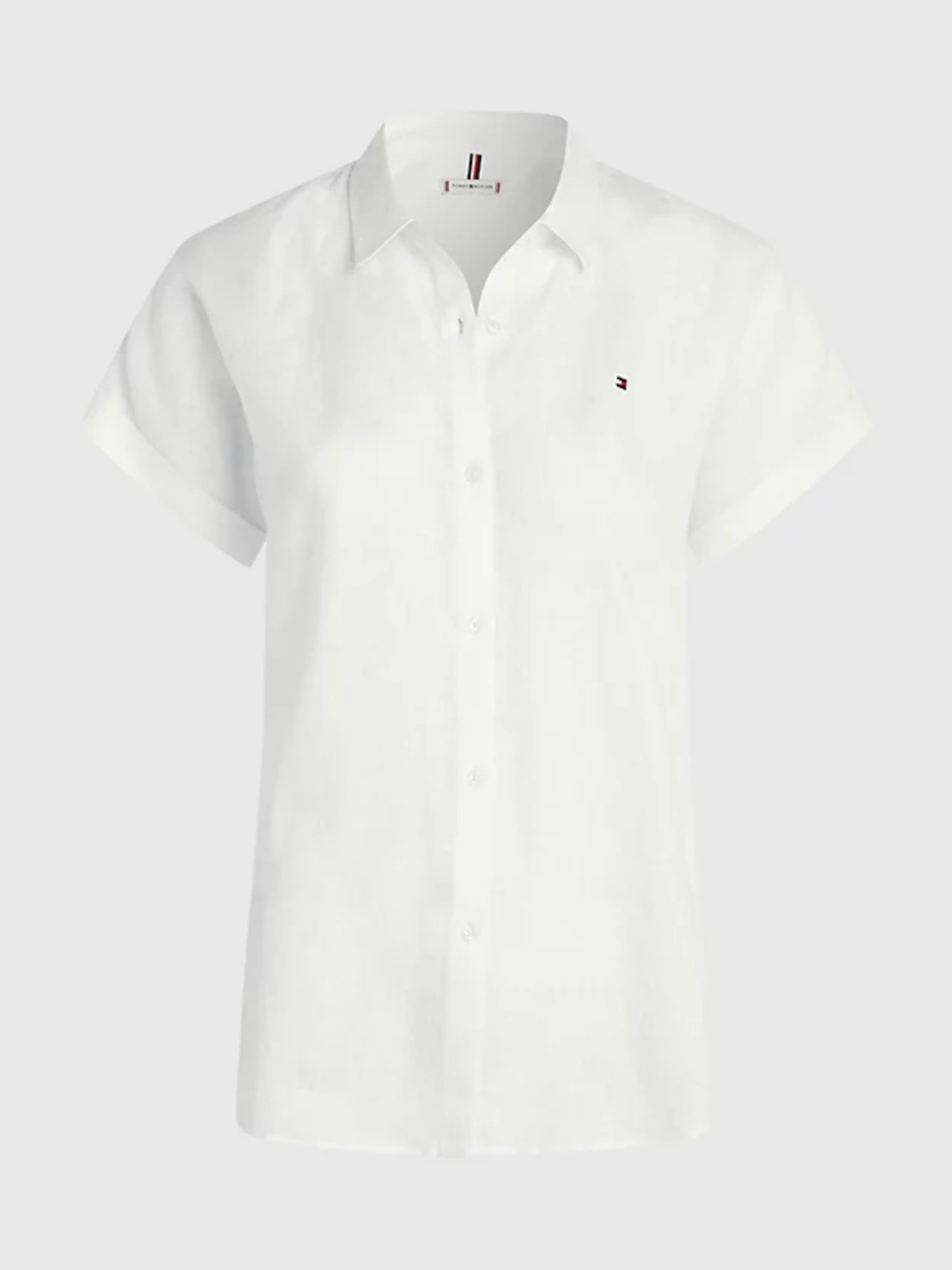detail Tommy Hilfiger dámska biela ľanová košeľa