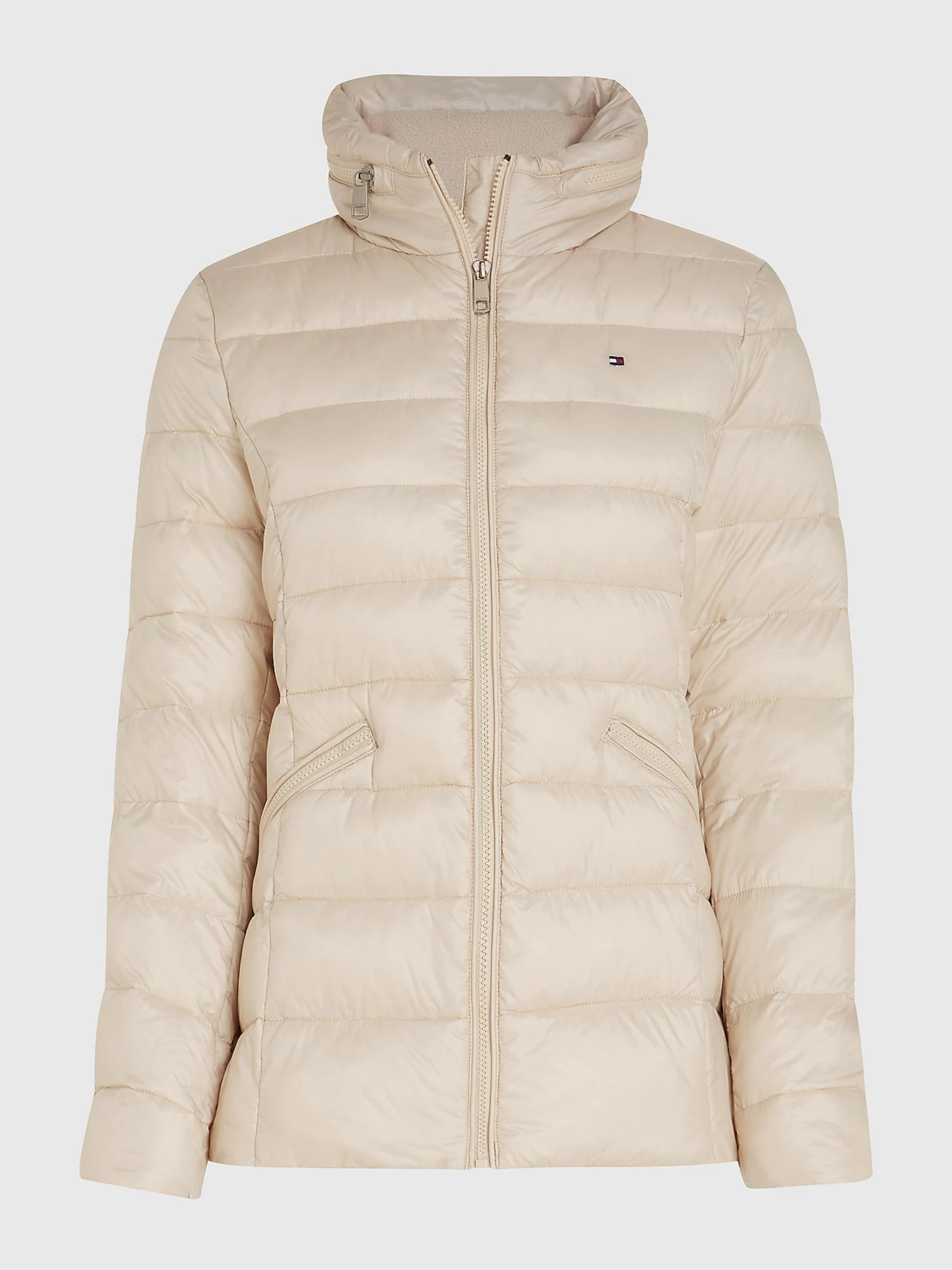 detail Tommy Hilfiger dámska béžová prešívaná bunda