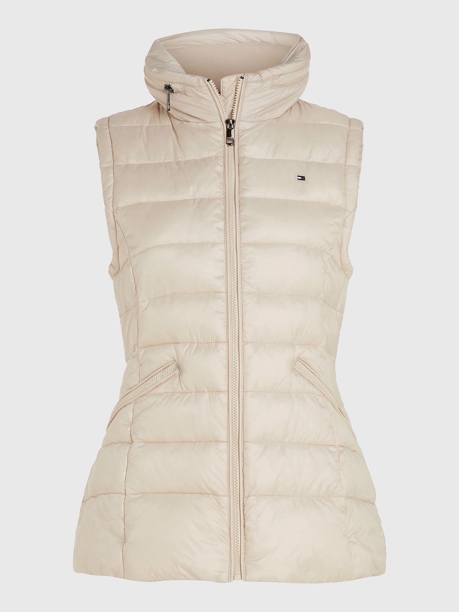 detail Tommy Hilfiger dámska béžová prešívaná vesta