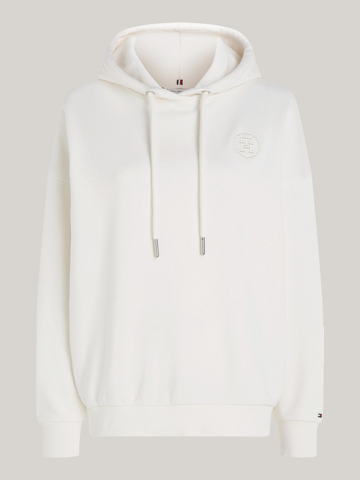detail Tommy Hilfiger dámska krémová mikina s kapucňou