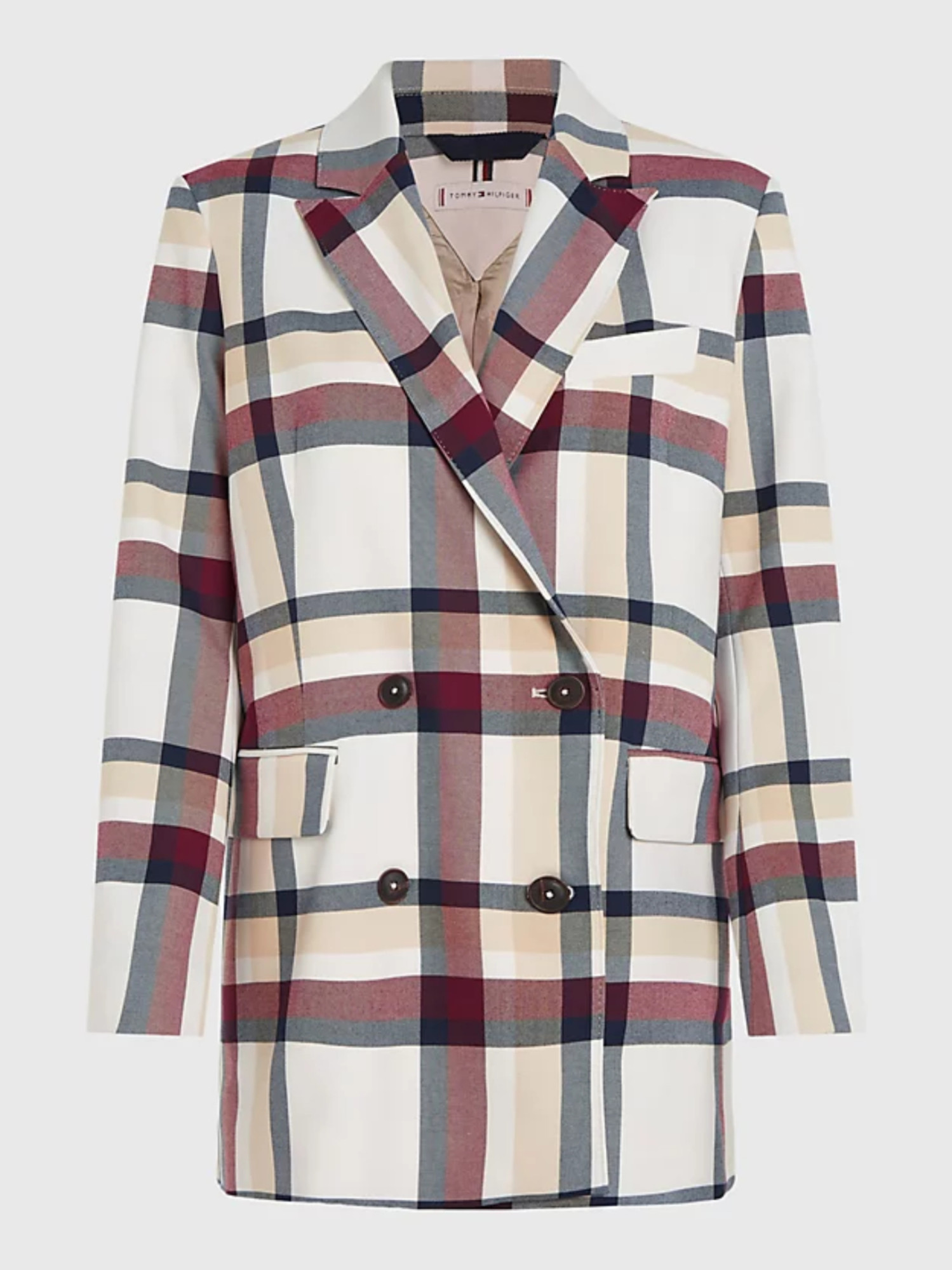 detail Tommy Hilfiger dámské dvouřadé kárované sako
