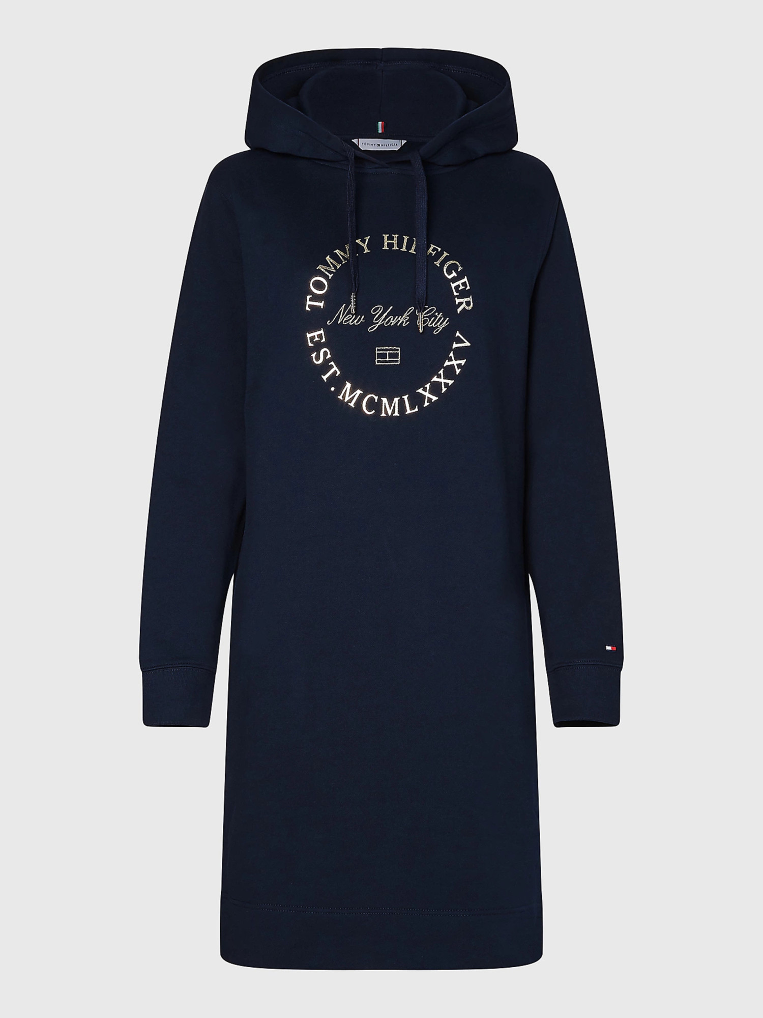 detail Tommy Hilfiger dámske tmavomodré mikinové šaty