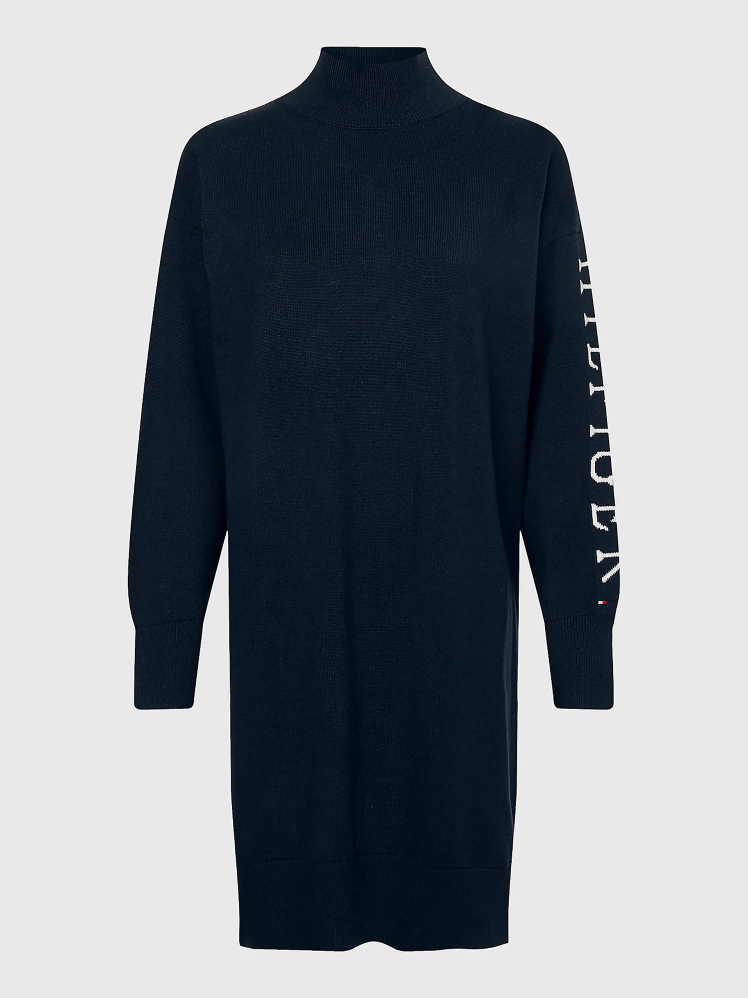 detail Tommy Hilfiger dámske tmavomodré svetrové šaty