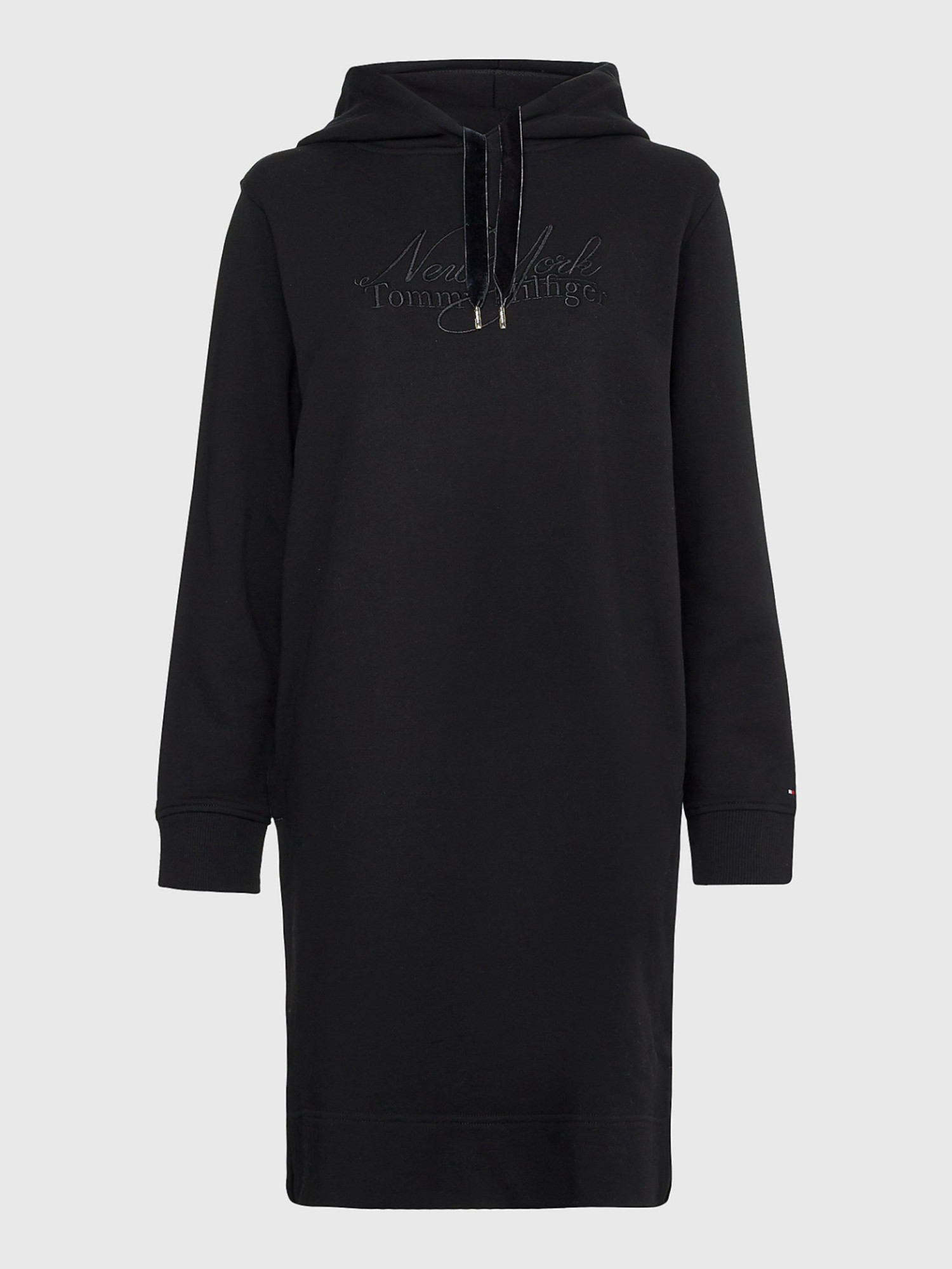 detail Tommy Hilfiger dámske čierne mikinové šaty