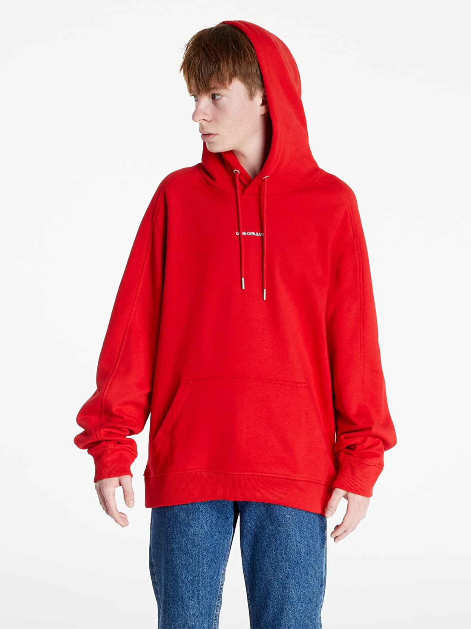 detail Calvin Klein pánske červené mikina
