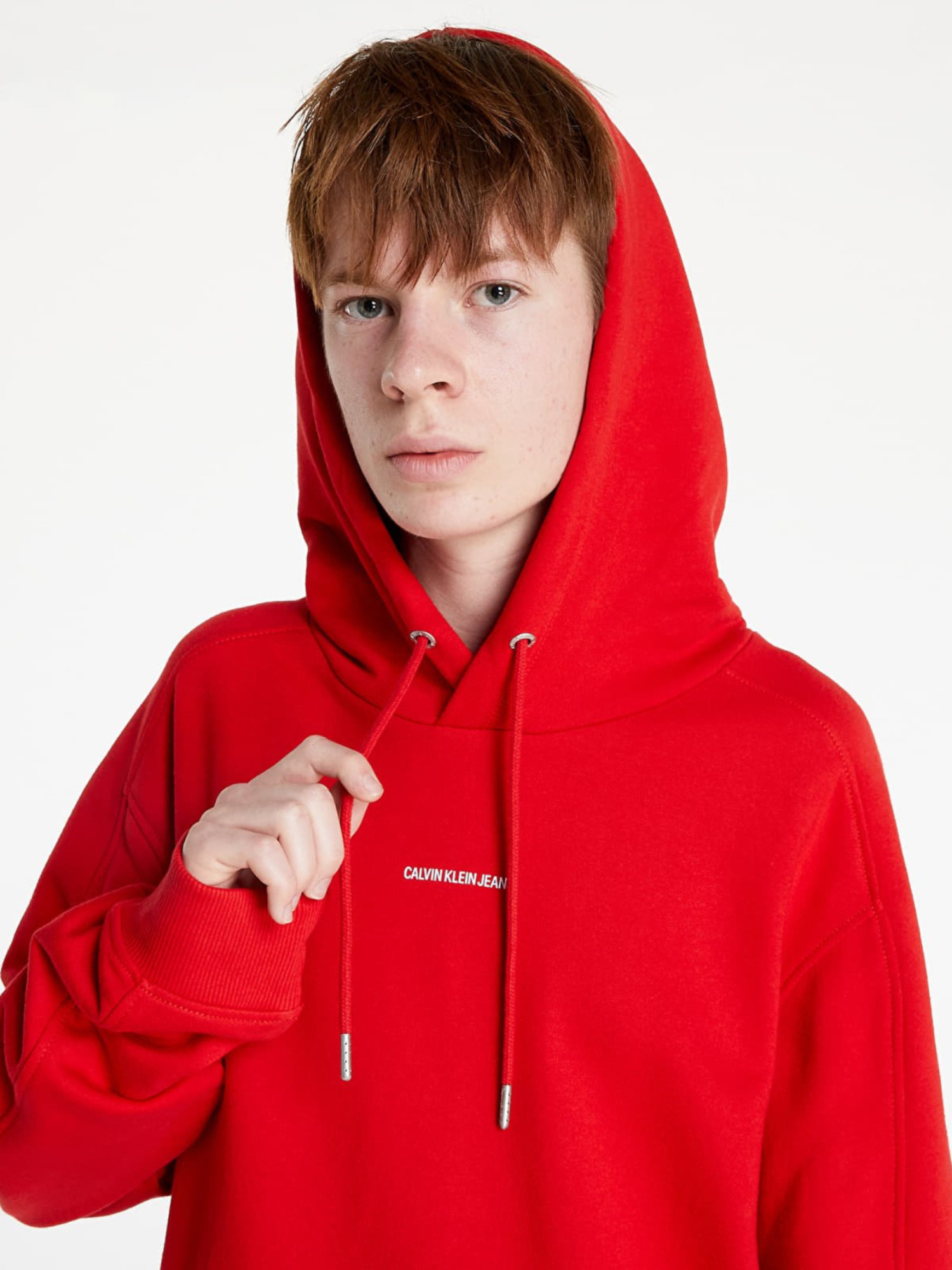 detail Calvin Klein pánske červené mikina