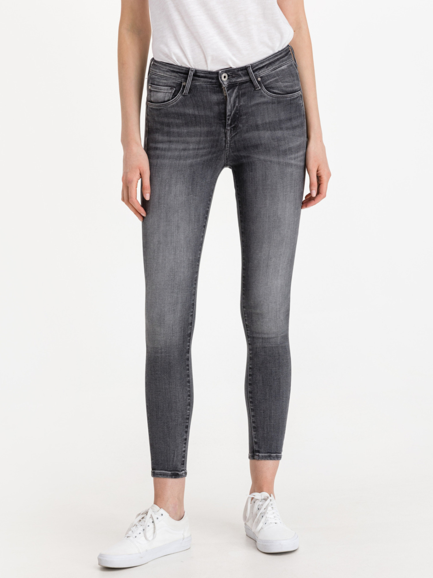 detail Pepe Jeans dámske šedé džínsy Zoe