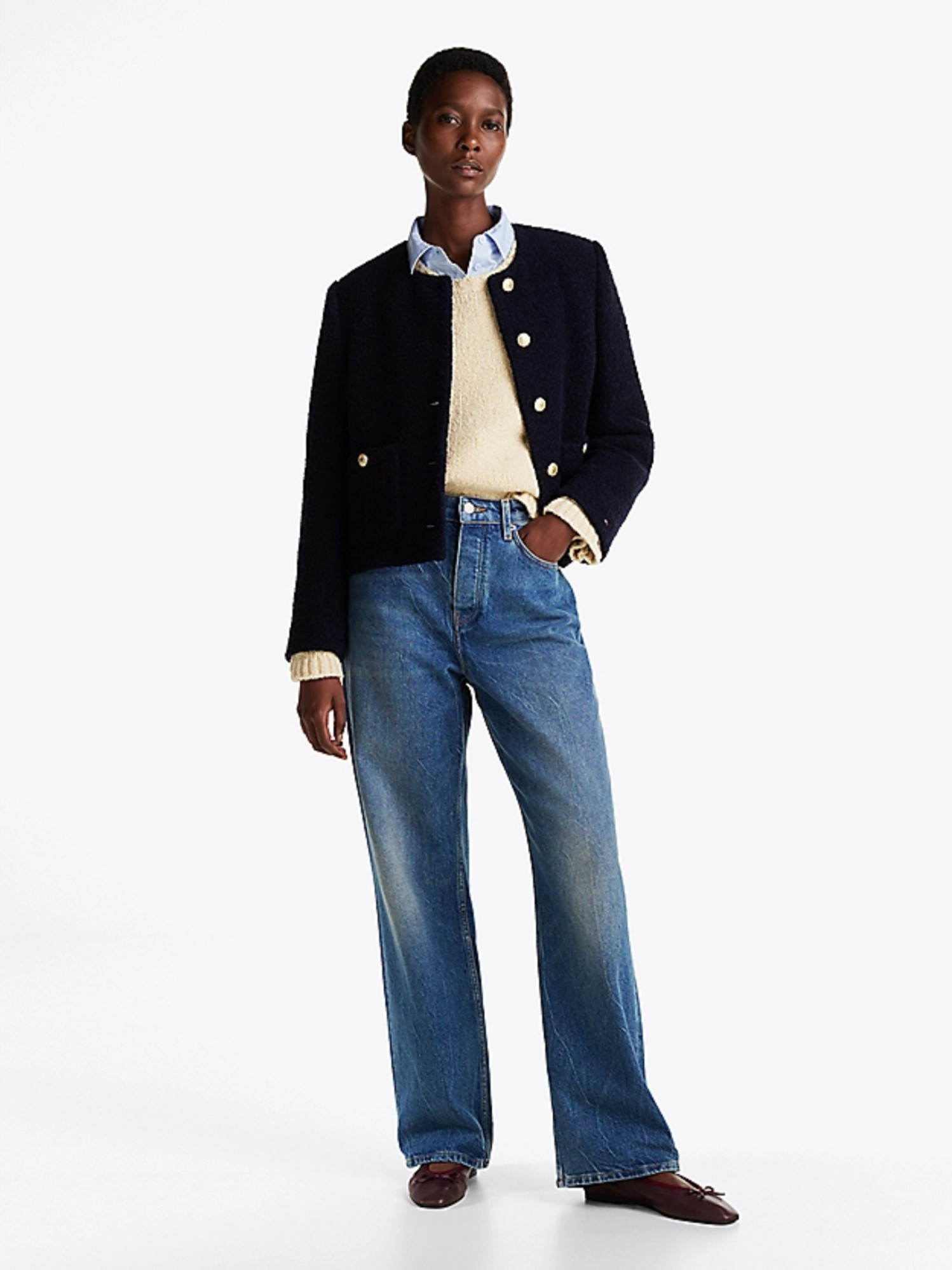 detail Tommy Hilfiger dámske modré džínsy