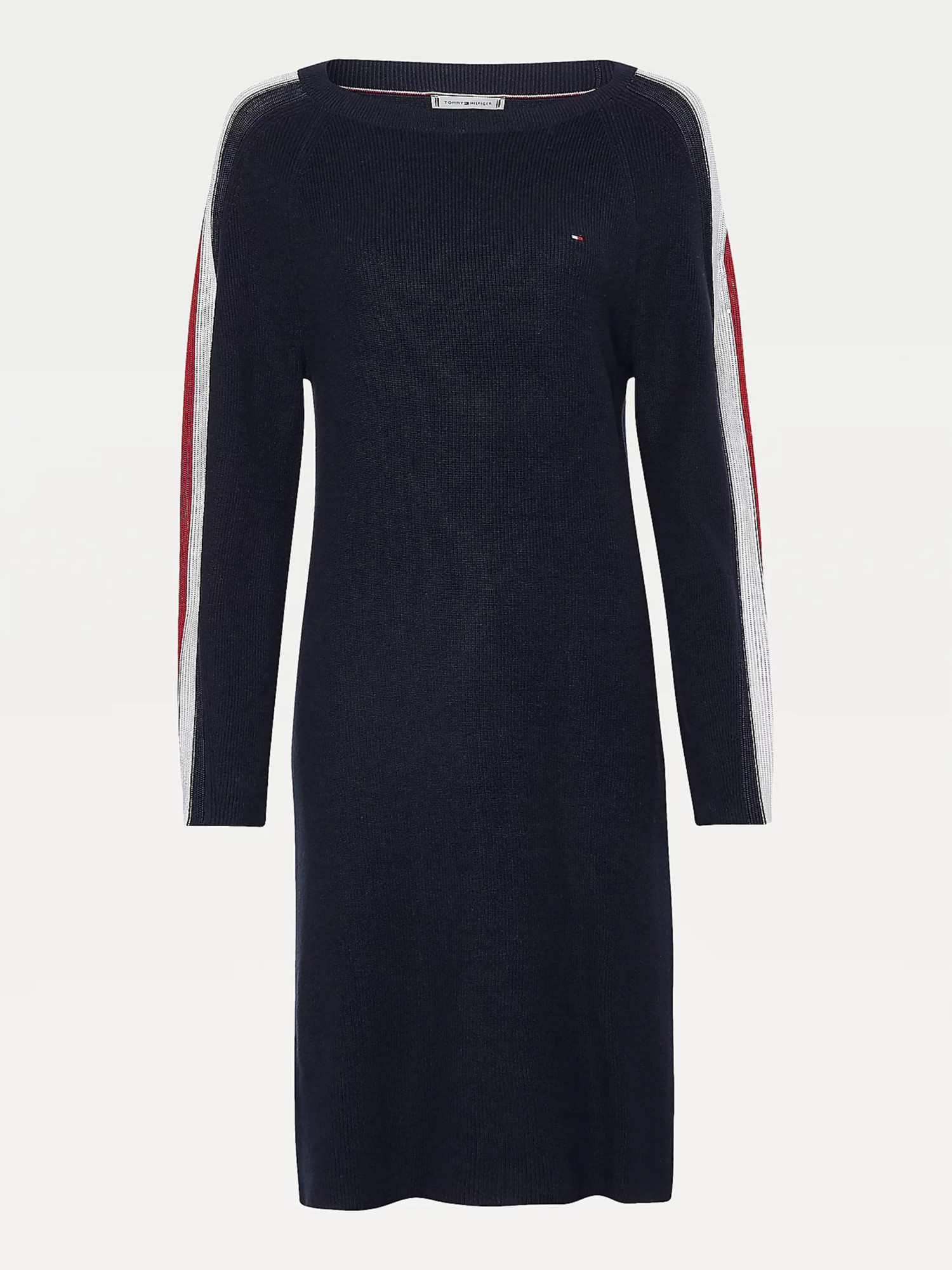 detail Tommy Hilfiger dámske tmavomodré pletené šaty