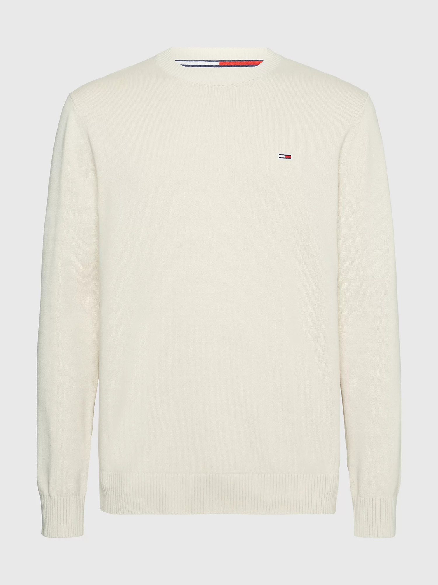 detail Tommy Jeans pánsky béžový sveter