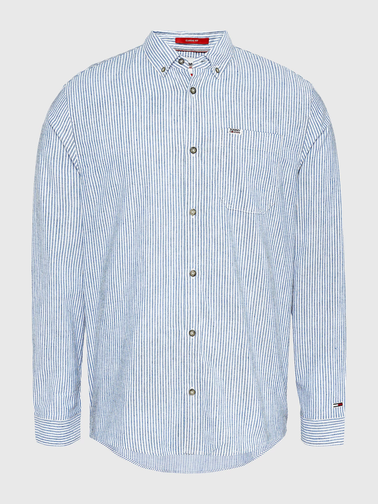 detail Tommy Jeans pánska pruhovaná košeľa
