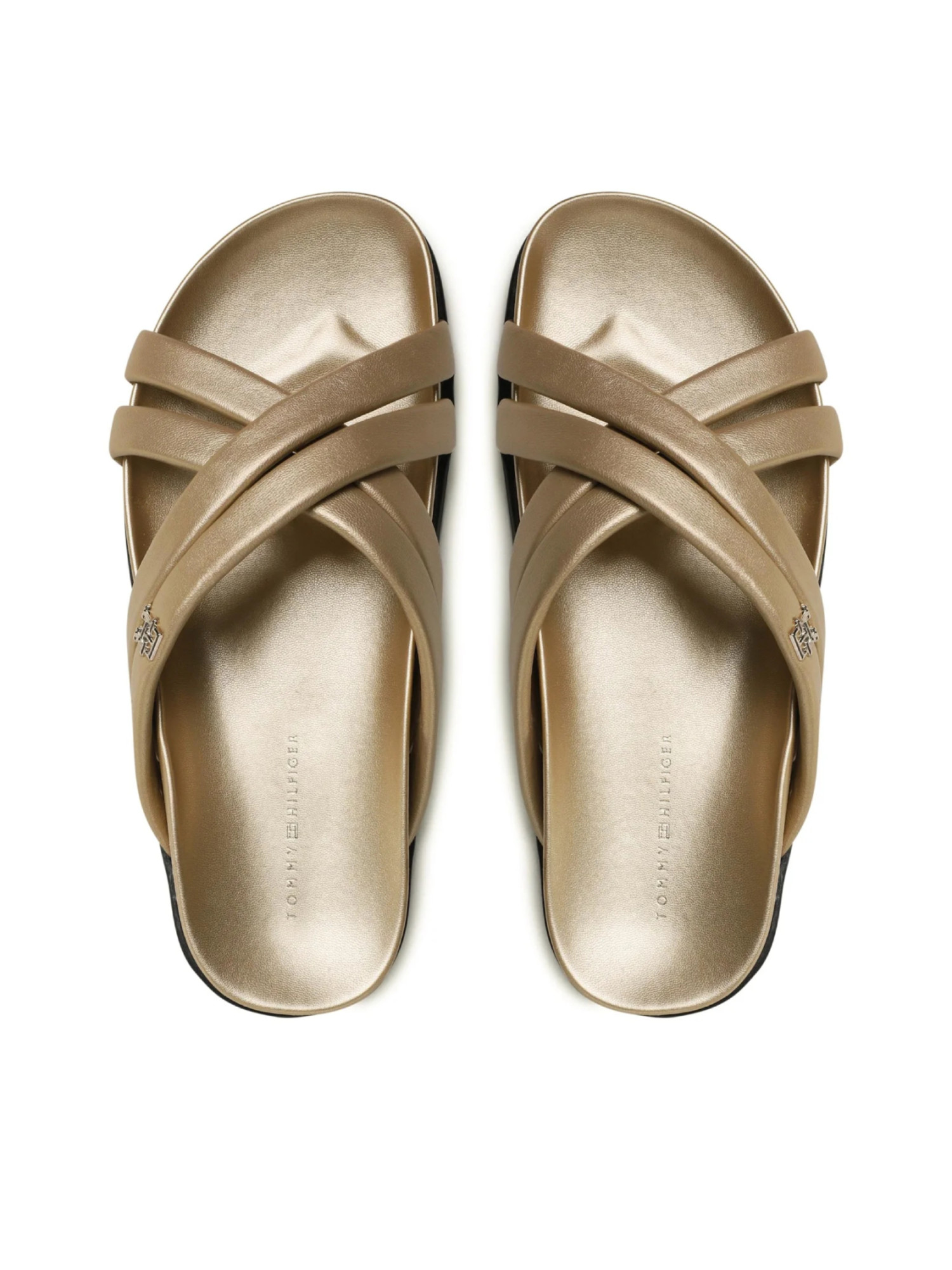 detail Tommy Hilfiger dámske zlaté šľapky
