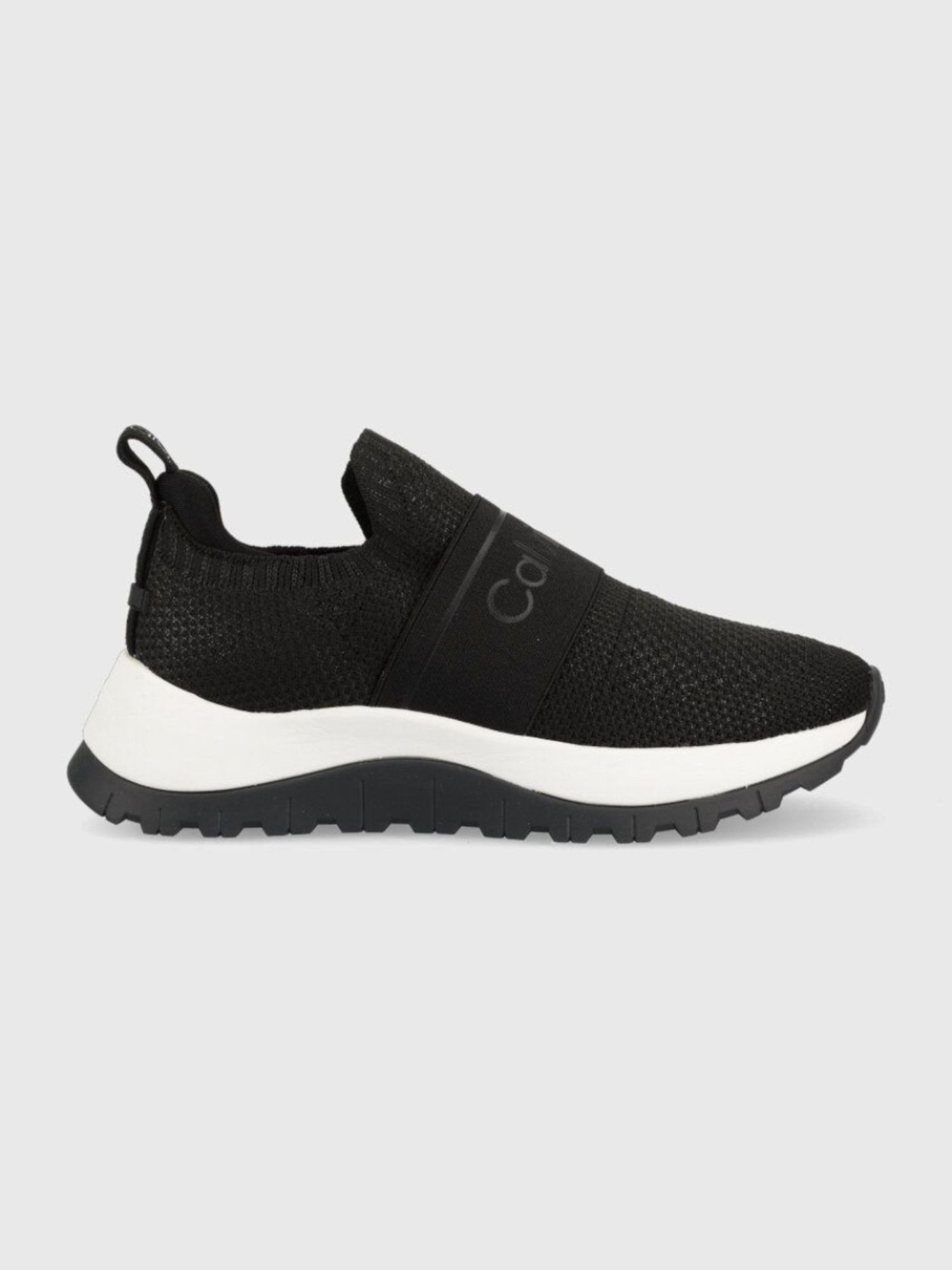 detail Calvin Klein dámske čierne tenisky KNIT RUNNER SLIP ON