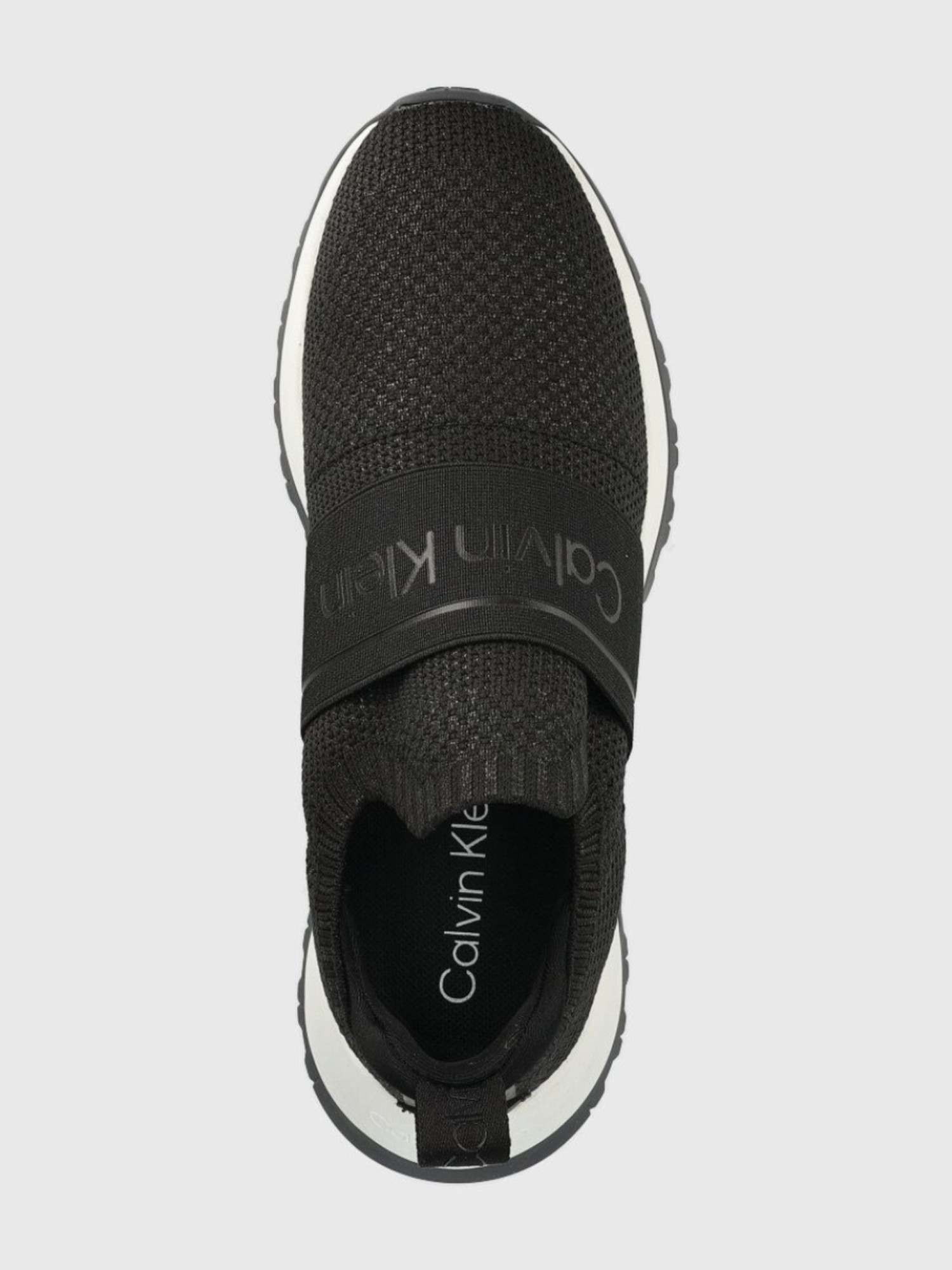 detail Calvin Klein dámske čierne tenisky KNIT RUNNER SLIP ON