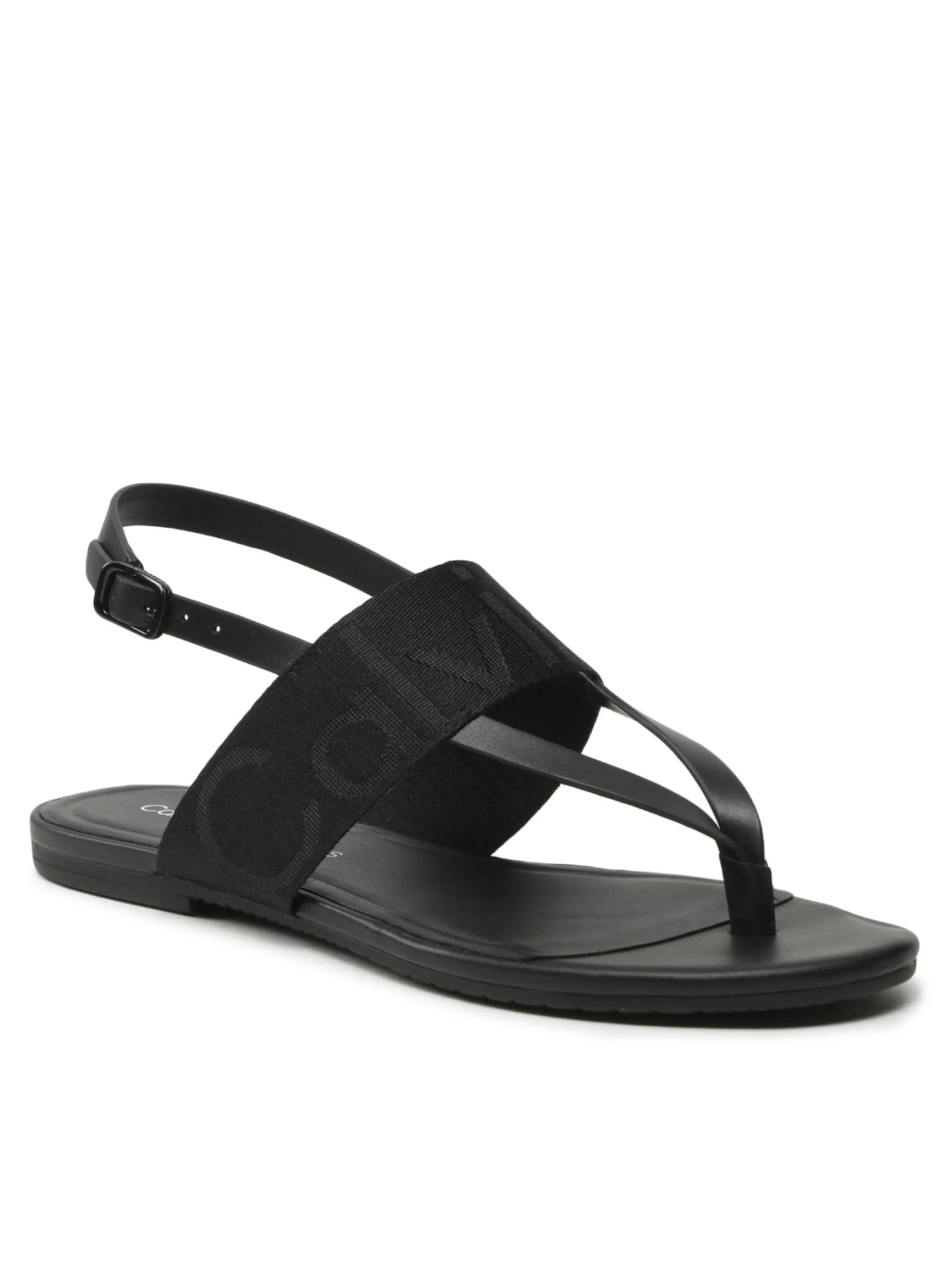 detail Calvin Klein dámske čierne sandále FLAT SANDAL TOEPOST WEBBING
