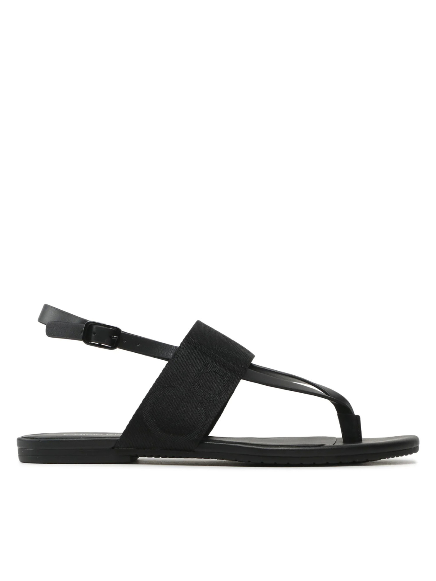 detail Calvin Klein dámske čierne sandále FLAT SANDAL TOEPOST WEBBING