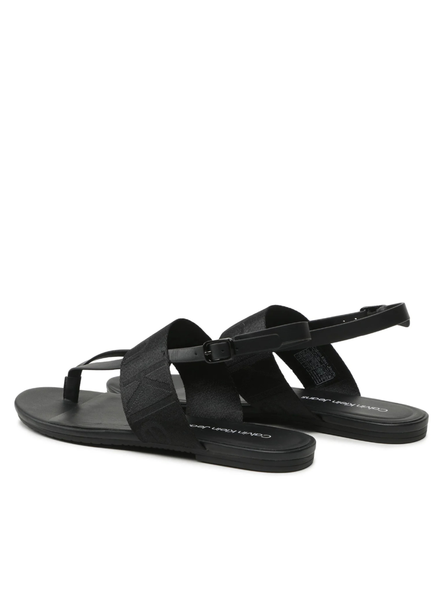 detail Calvin Klein dámske čierne sandále FLAT SANDAL TOEPOST WEBBING