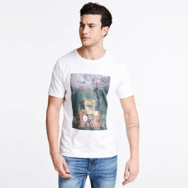 nahlad Guess pánske biele tričko s potlačou