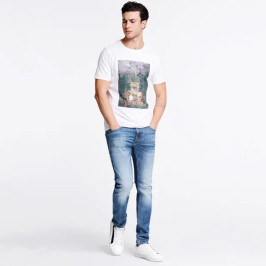 nahlad Guess pánske biele tričko s potlačou