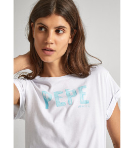 nahlad Pepe Jeans dámske biele tričko JANET s potlačou