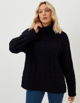 nahlad Tommy Hilfiger dámský tmavě modrý rolákový svetr