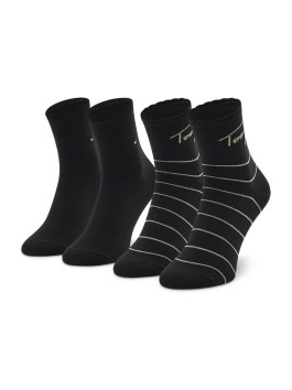 nahlad Tommy Hilfiger dámske čierne ponožky 2P STRIPE