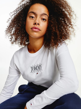 nahlad Tommy Jeans dámske biele tričko ESSENTIAL LOGO