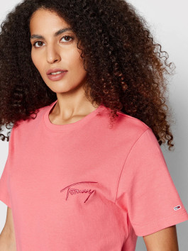 nahlad Tommy Jeans dámske ružové tričko SIGNATURE