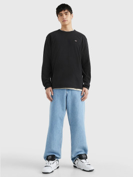 nahlad Tommy Jeans pánsky čierny tenký sveter