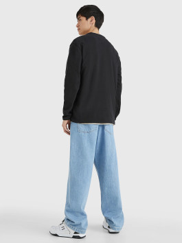 nahlad Tommy Jeans pánsky čierny tenký sveter