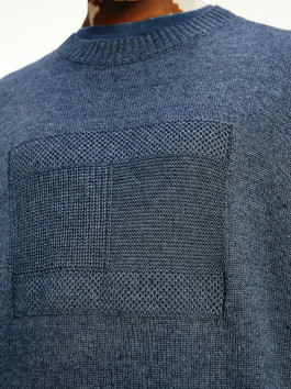 nahlad Tommy Jeans pánsky modrý sveter TONAL 