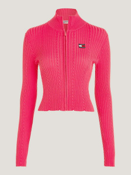 nahlad Tommy Jeans dámsky ružový rozopínací sveter